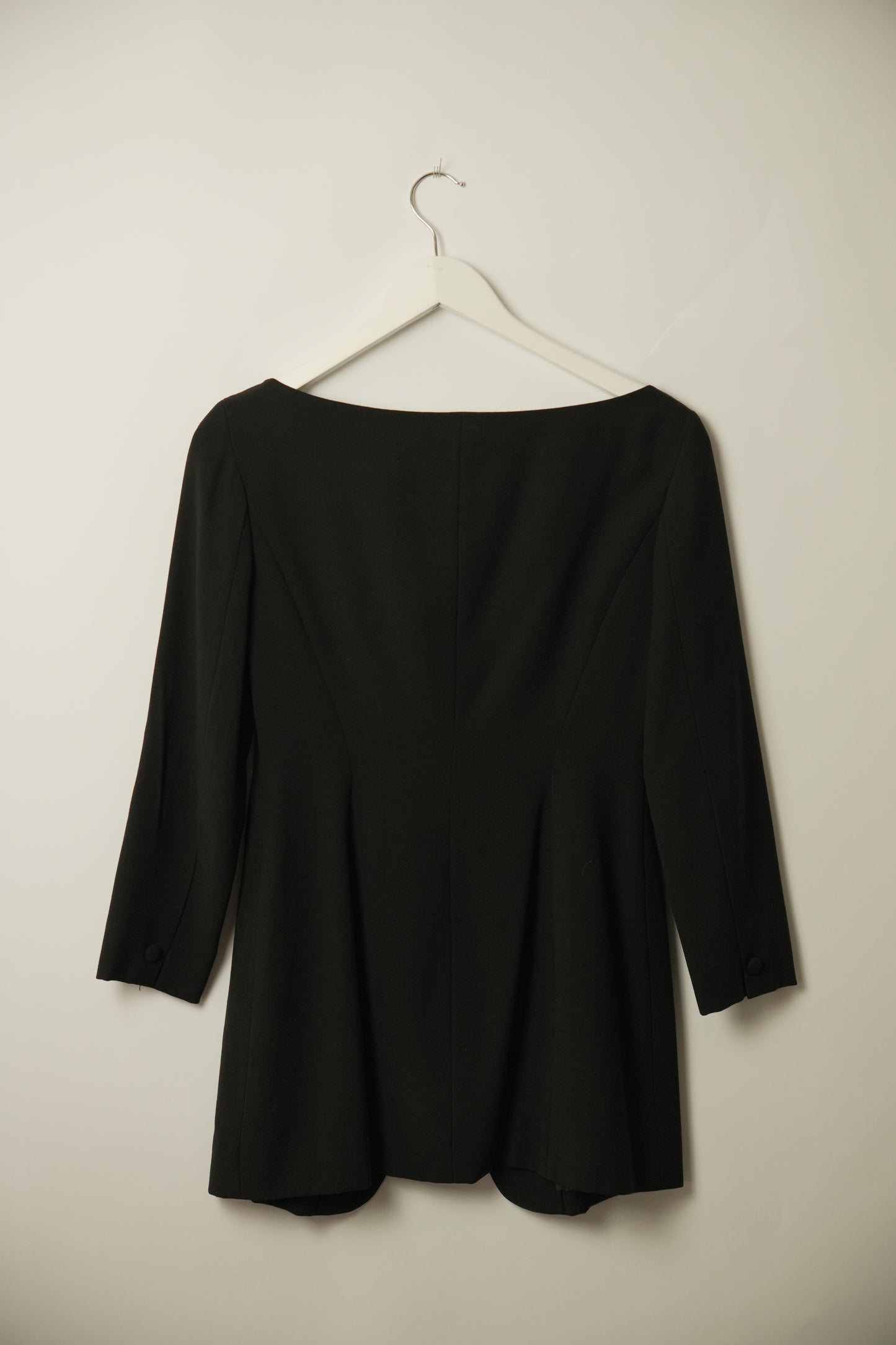 DKNY Black Boat Neck Single Button Assymetrical Blazer