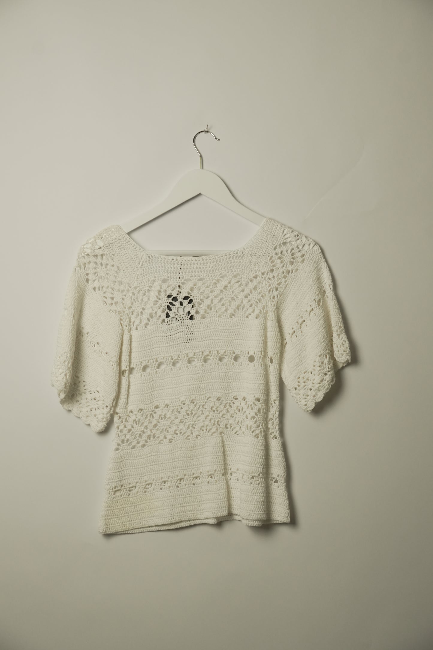 Zimmermann Crochet Knit White SS Top Sz 1