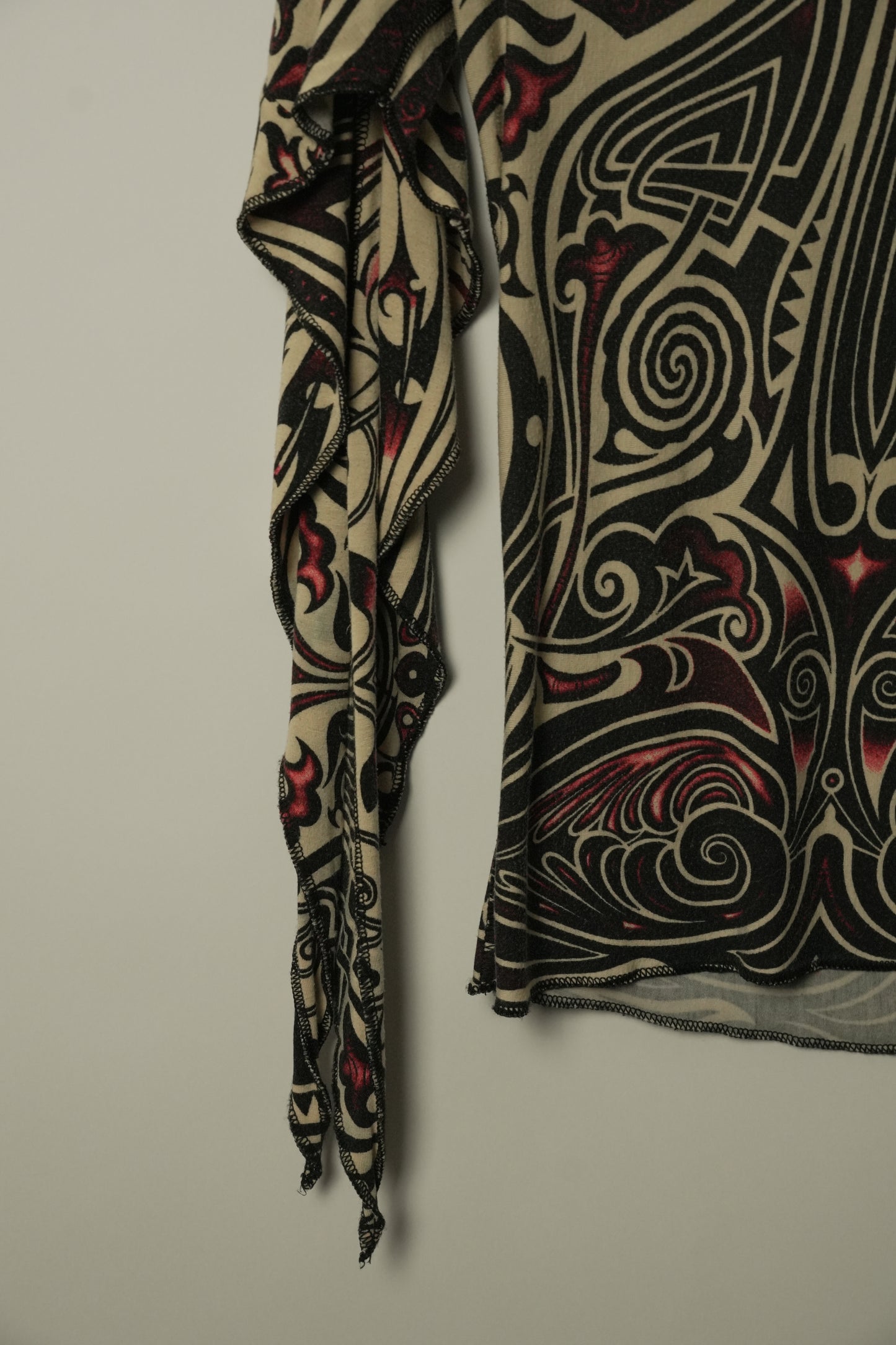 Jean Paul Gaultier Tribal Print Top w Flared LS