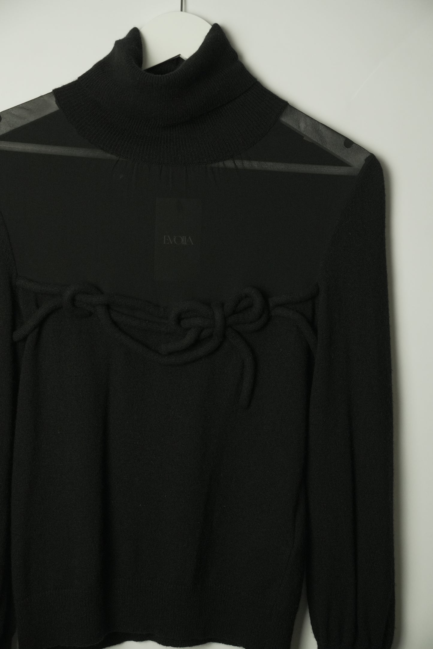 Red Valentino Sheer LS Turtleneck Bow Knit