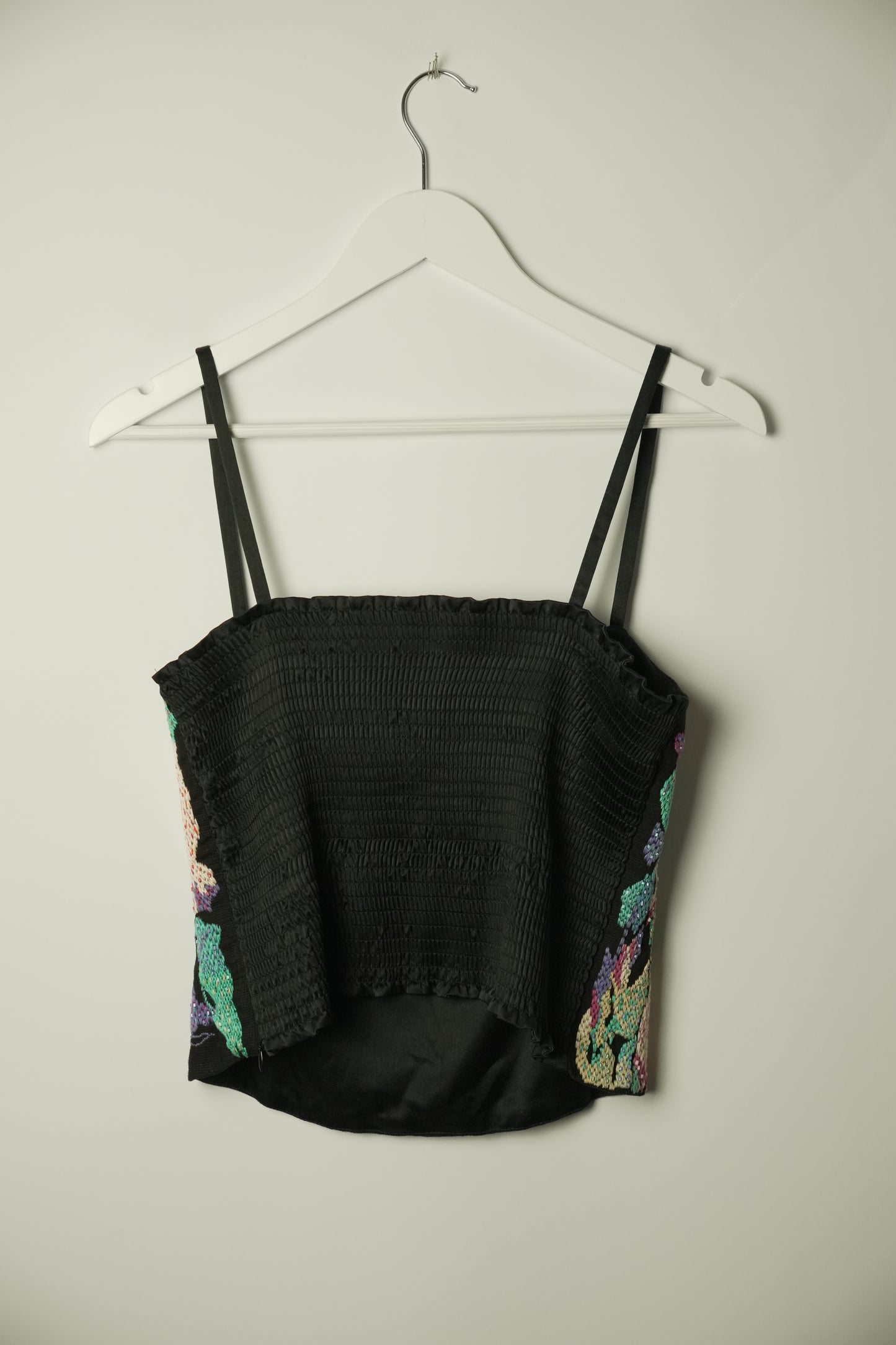 Armani Beaded Crochet Floral Ruched Back Cami