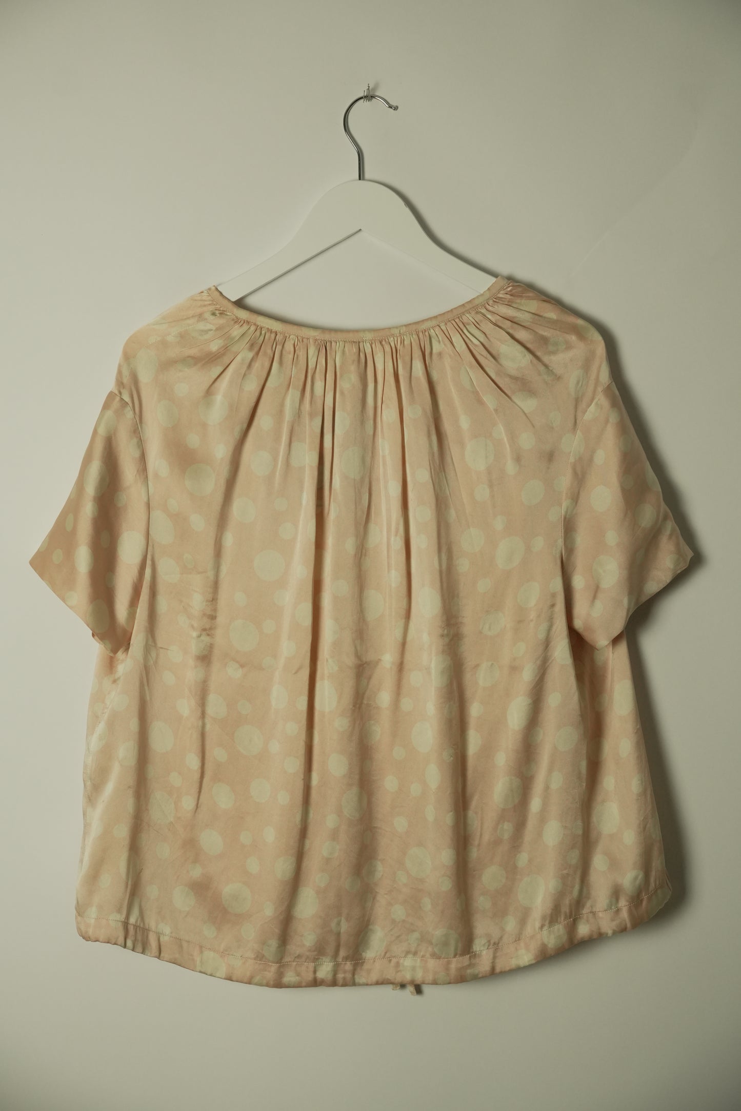 Dries Van Noten Silk Pink Polka Dot SS V Neck Blouse