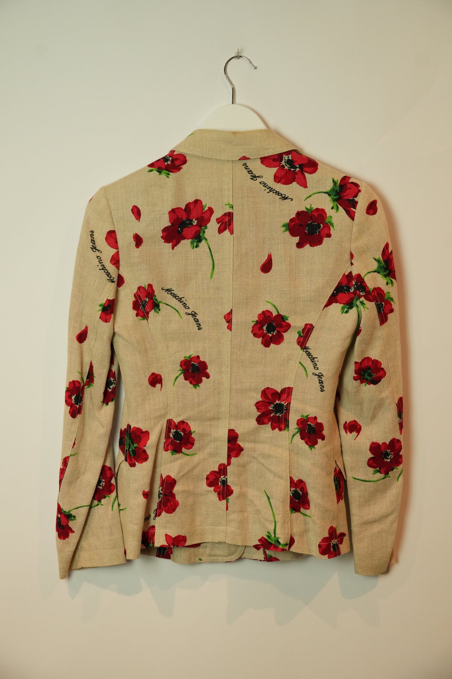 Moschino Linen Blend Poppy Floral Print Dress Blazer Set