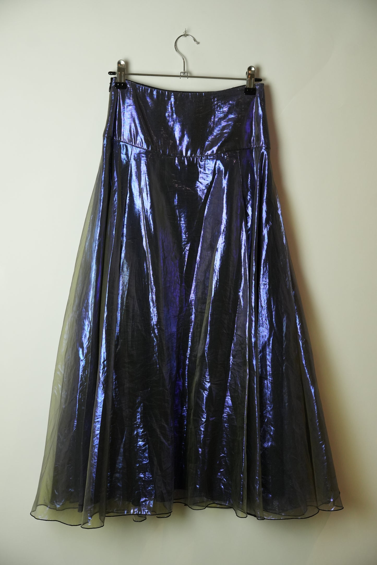 Emporio Armani Metallic Irridescent Organza A Line Pocket Maxi Skirt