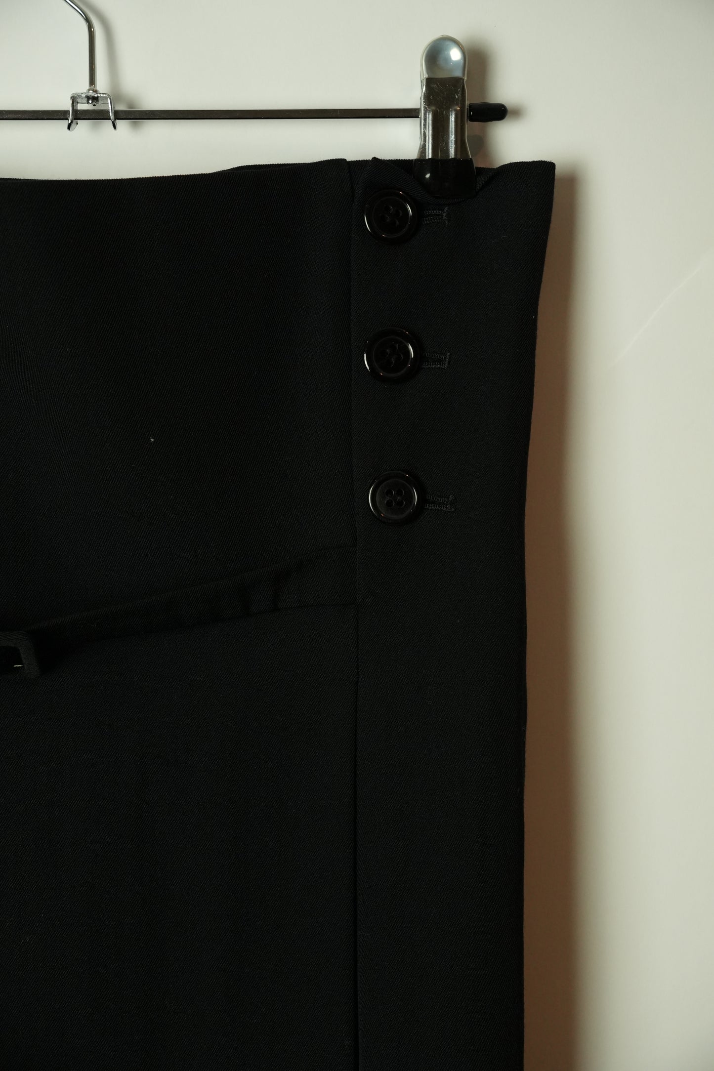 Yohji Yamamoto High Waisted Hook & Eye Button Pencil Wool Skirt Dress