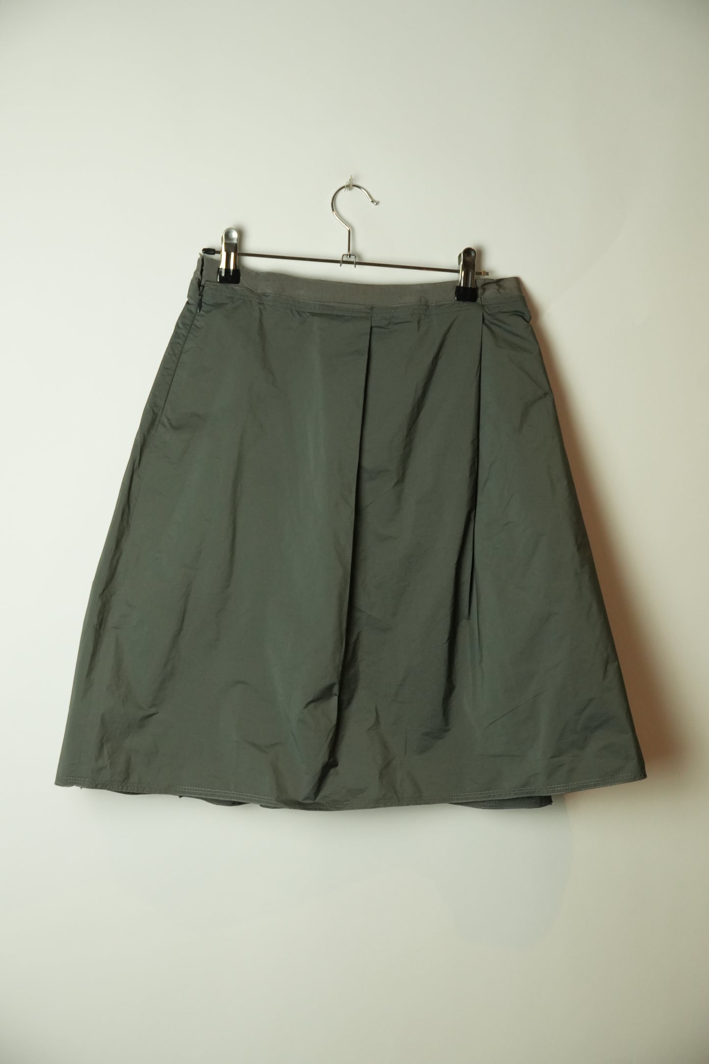 Jil Sander Navy Grey Nylon Pleated Skirt