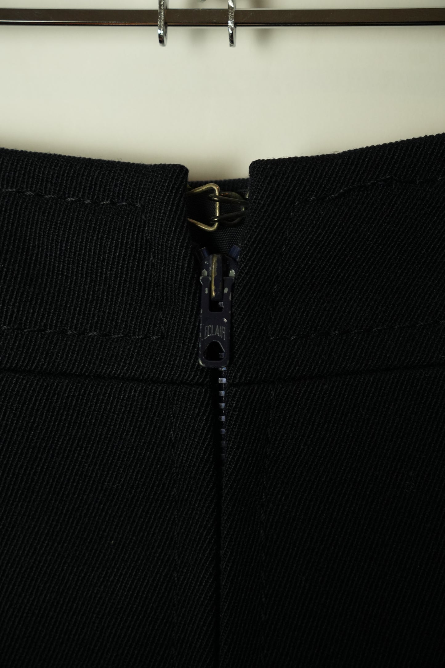 Celine Navy Buckle Wool Midi Skirt