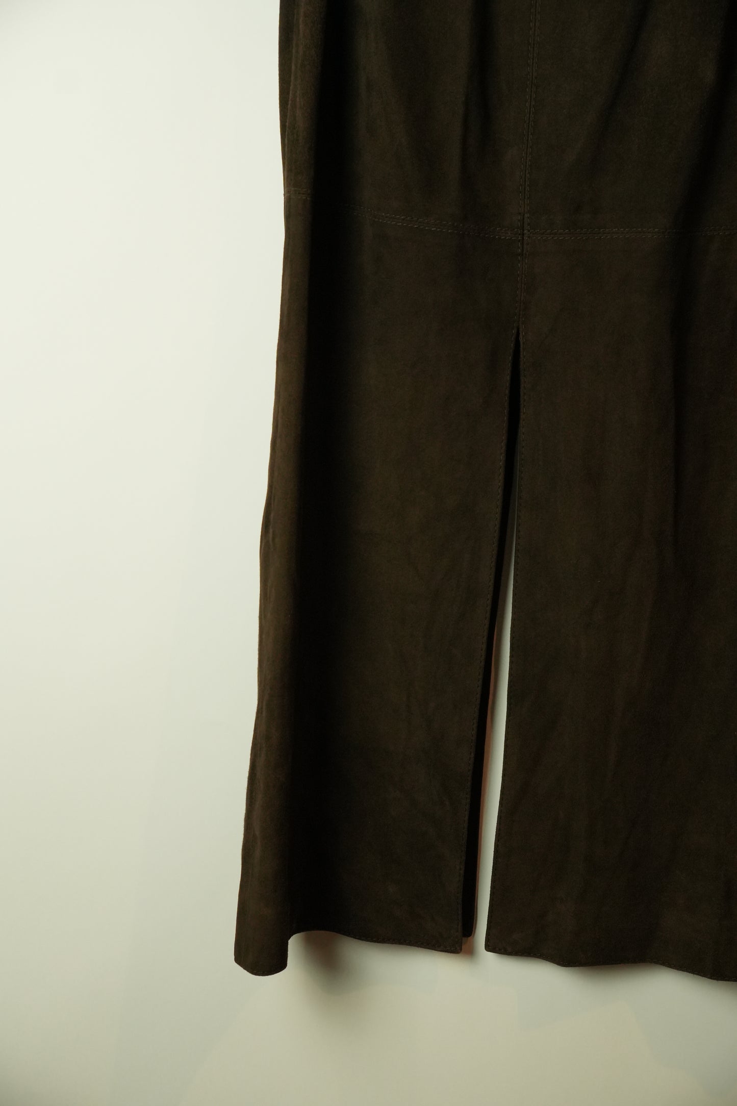 Valentino Suede Leather Slit Midi Skirt