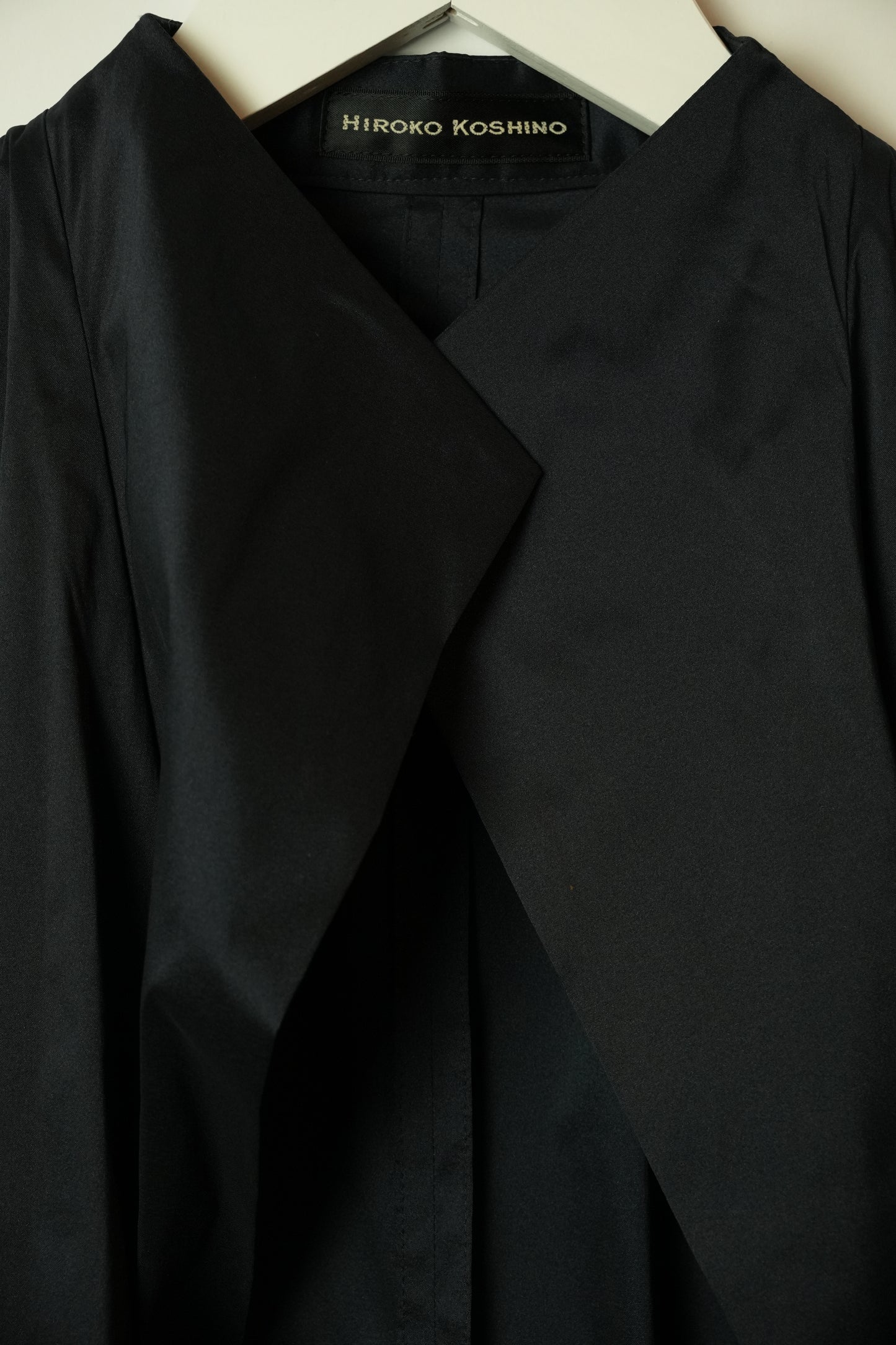 Hiroko Koshino Navy Assymetrical Silk Ruched Bow Side Blazer
