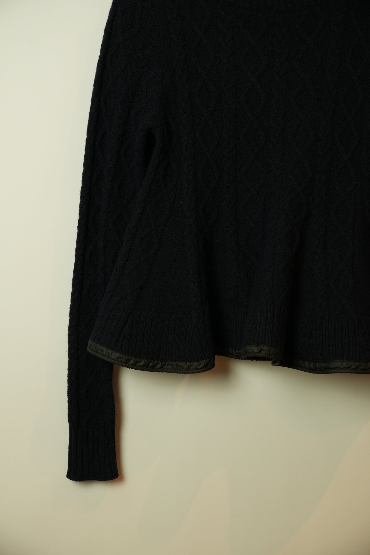 Sacai Cable knit Navy Peplum Wavy Sweater