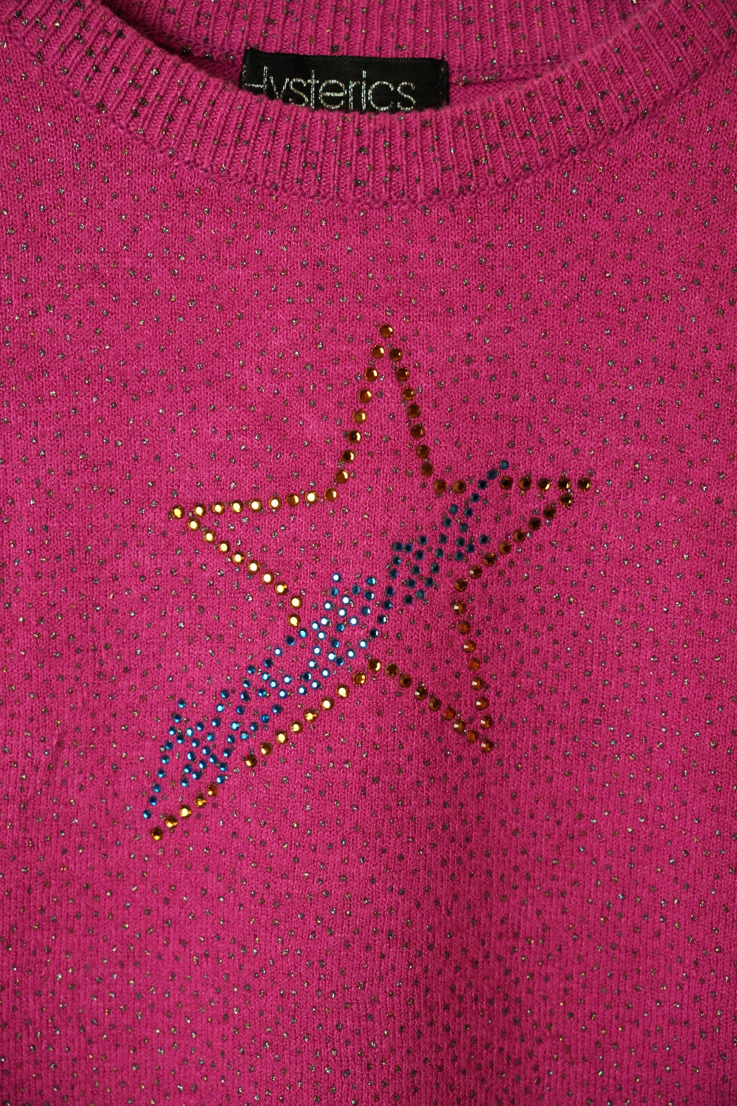 Hysteric Glamour Pink Knit Muscle Tank w Rhinestones