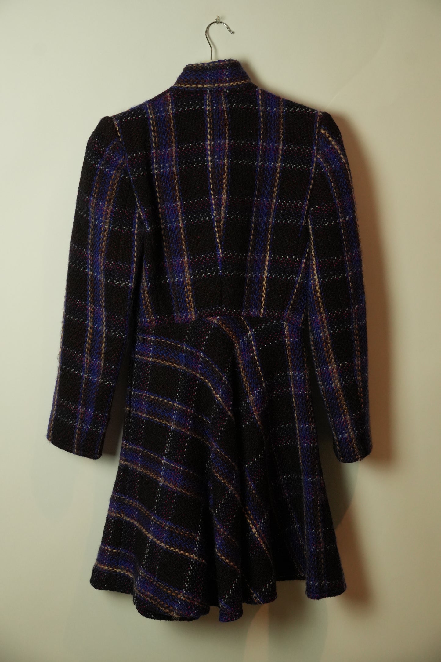 Miu Miu Check Tweed Snap Button Flare Coat