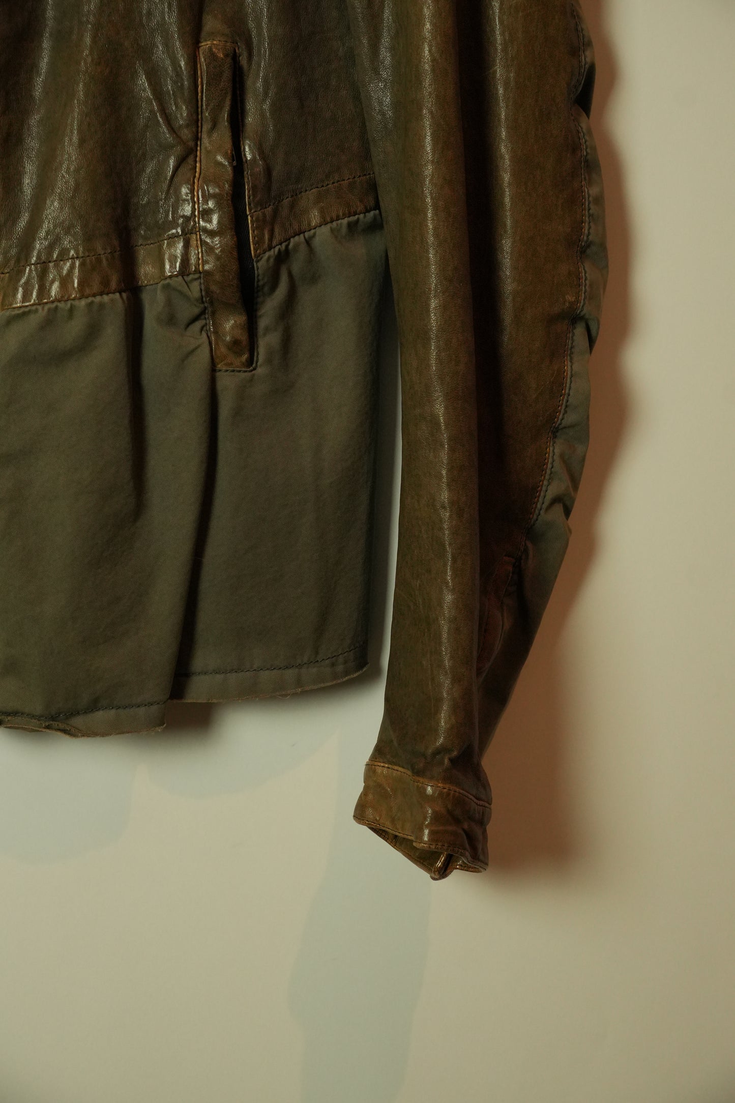 Dolce & Gabbana Tan Lamb Leather Jacket w Cotton Insert Mens