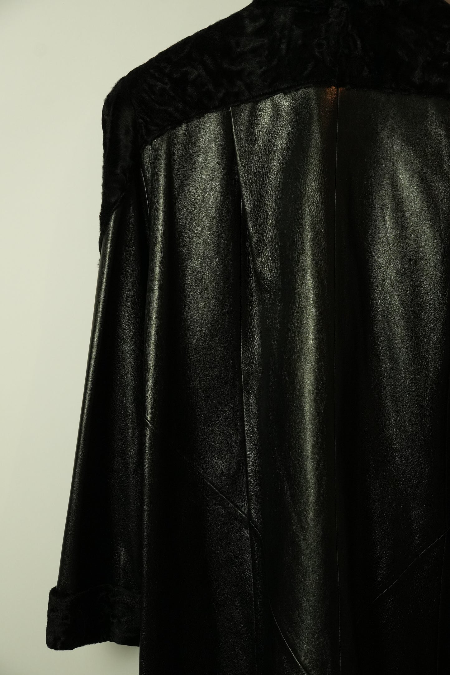 Charles Jourdan Lamb Leather Fur Shoulder Coat