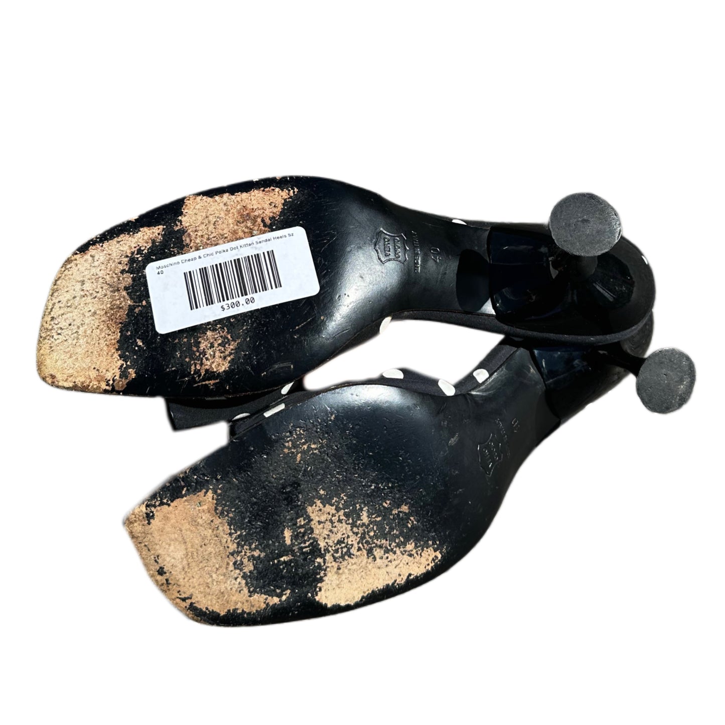 Moschino Cheap & Chic Polka Dot Kitten Sandal Heels Sz 40