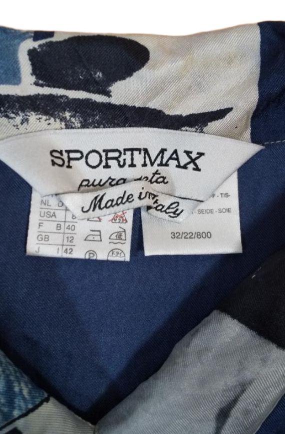 Sportmax Silk Postcard Graphic Photograph Blouse Button Down LS