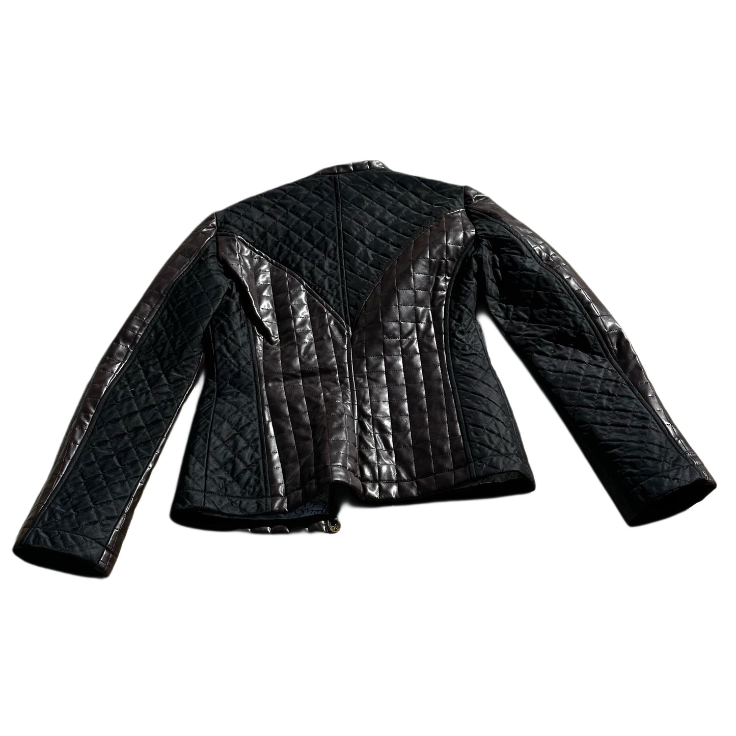 Christian Lacroix Brown Leather Quilted Nylon Jacket Sz 40