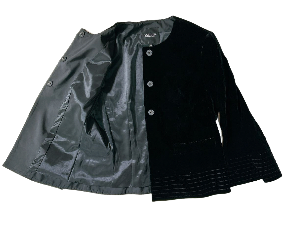 Lanvin Collection velvet bell sleeve button down blazer jacket