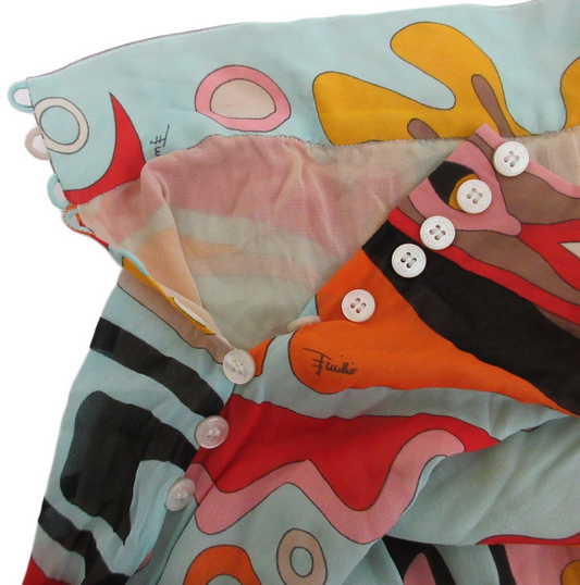Emilio Pucci Silk Abstract Print Pleated Swing Circle skirt