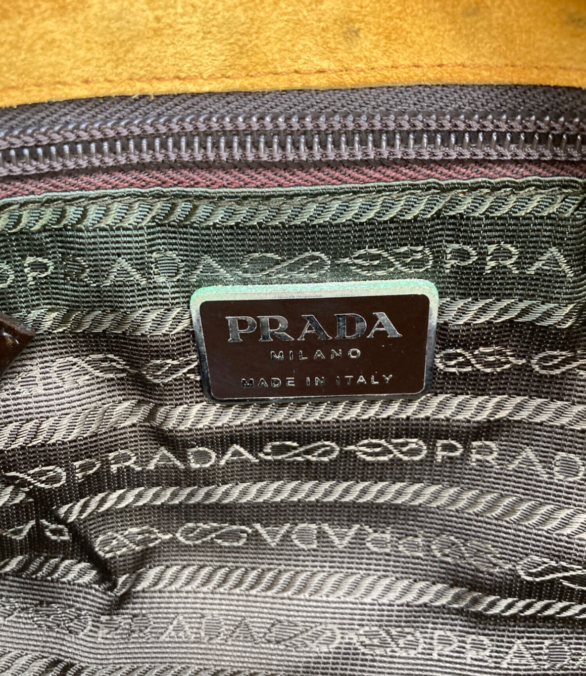 Prada FW 1999 Leaf Motif Suede Velcro Bag