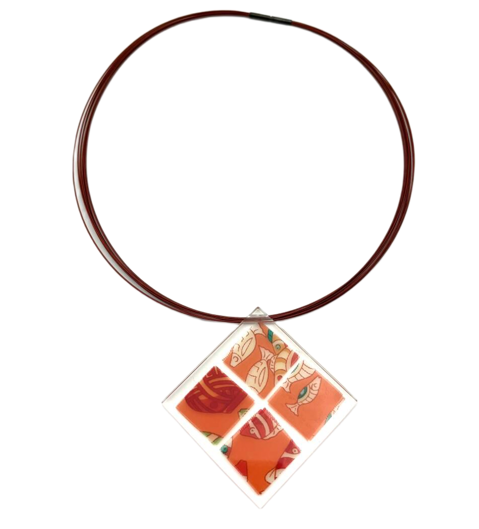 Hermes Silk Scarf Mosaic Necklace