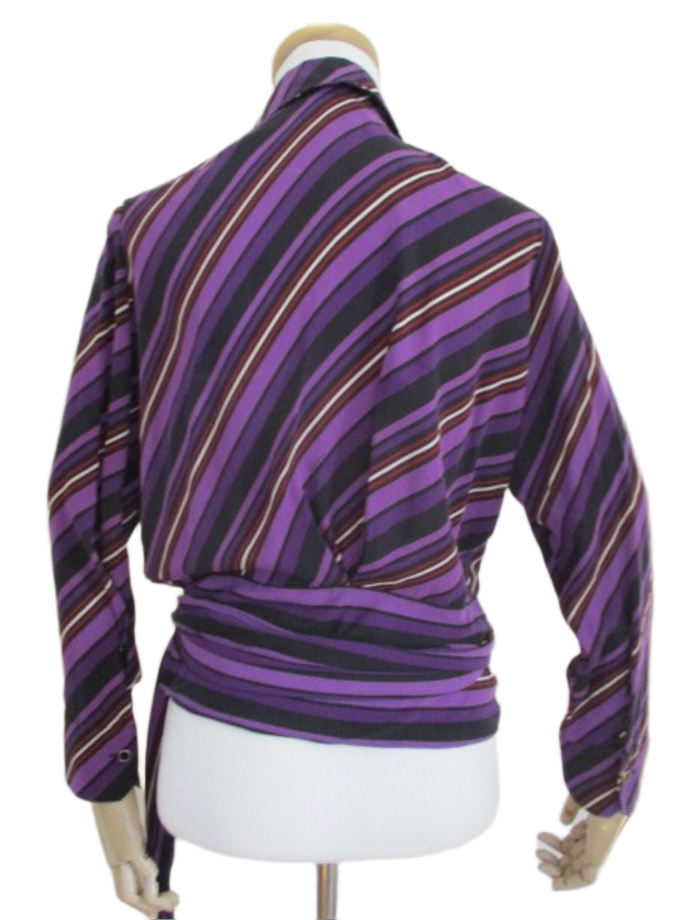 Gucci by Frida Giannini F/W 2006 Purple Stripe Wrap Blouse
