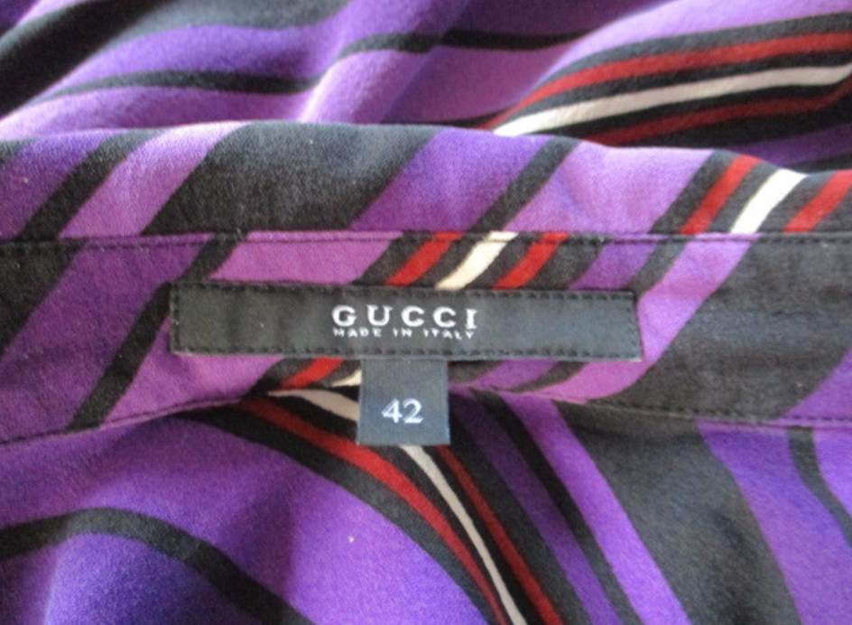Gucci by Frida Giannini F/W 2006 Purple Stripe Wrap Blouse