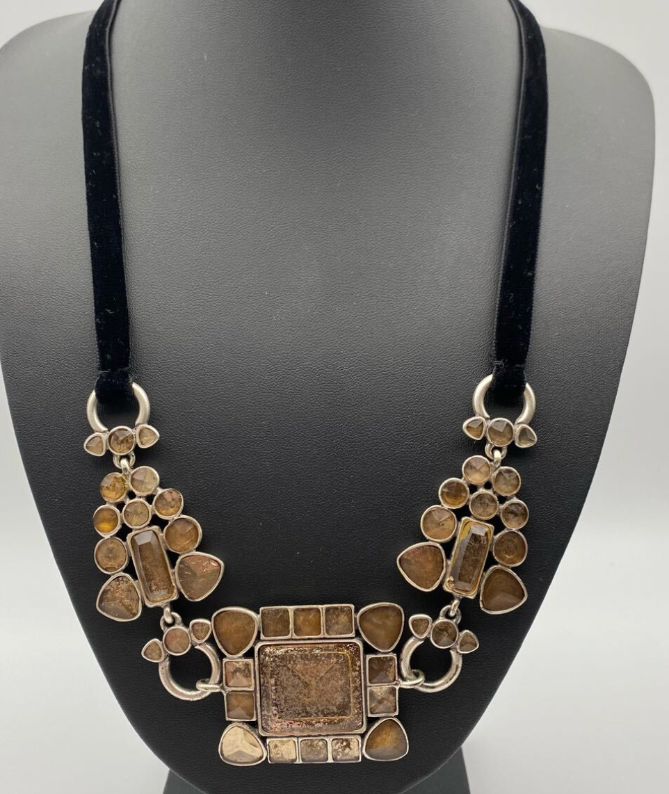 Yves saint laurent necklace choker with coloured stones / belt