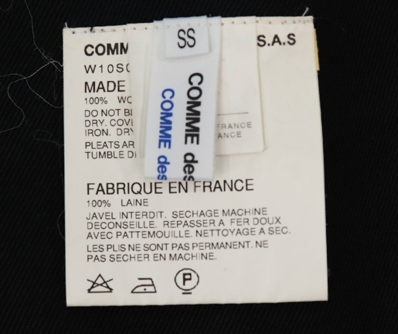 COMME des GARCONS Black Pleated Skirt Wool w Double Buckle Sz S
