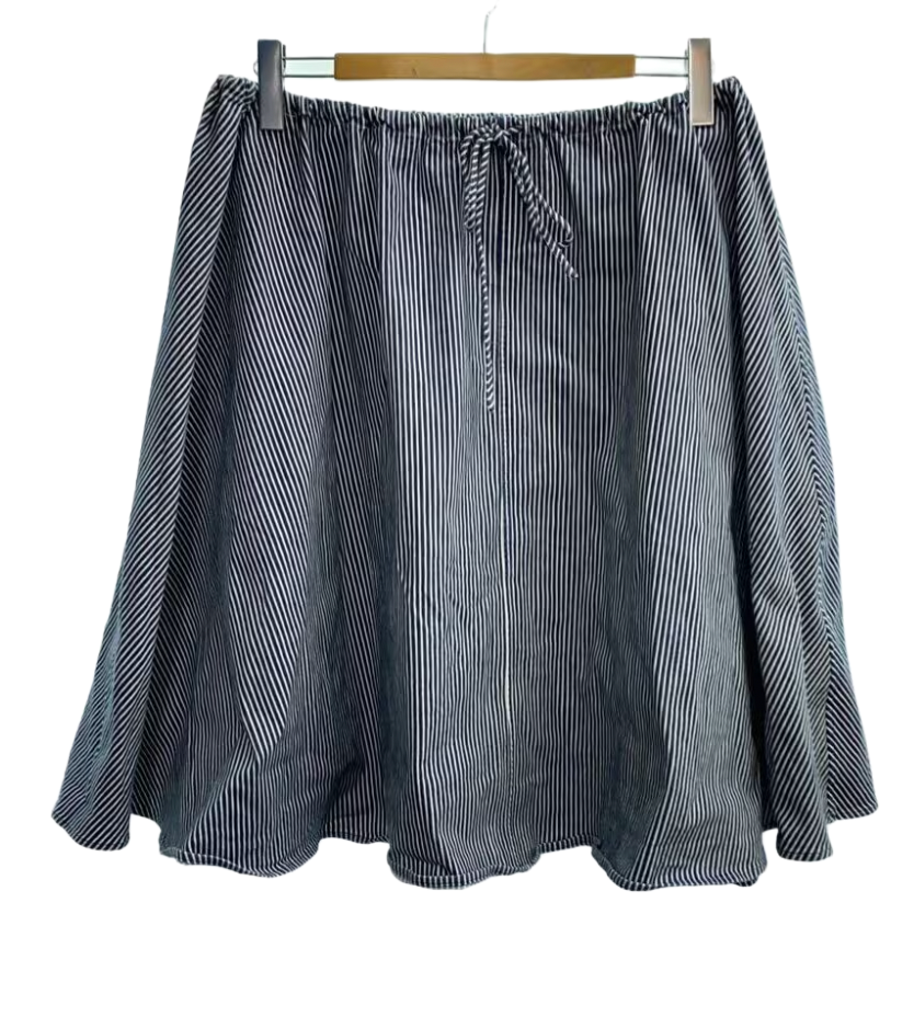45 rpm Stripe Tie Waist Cotton Maxi Skirt