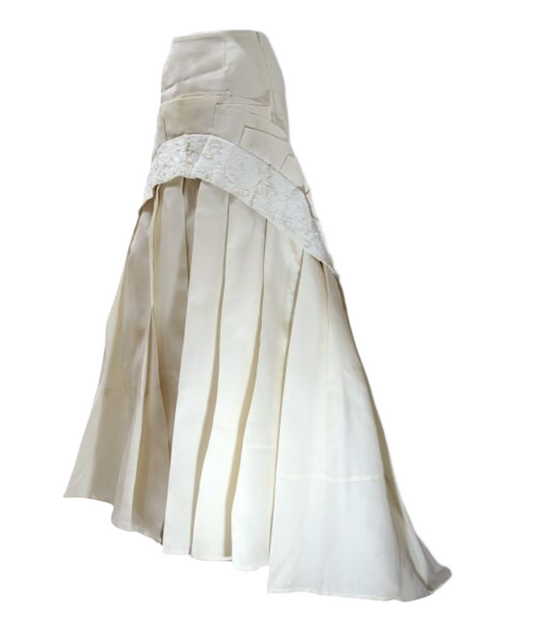 Gianfranco Ferre Sequin Lace Ribbon Asymmetrical Voluminous Skirt Long