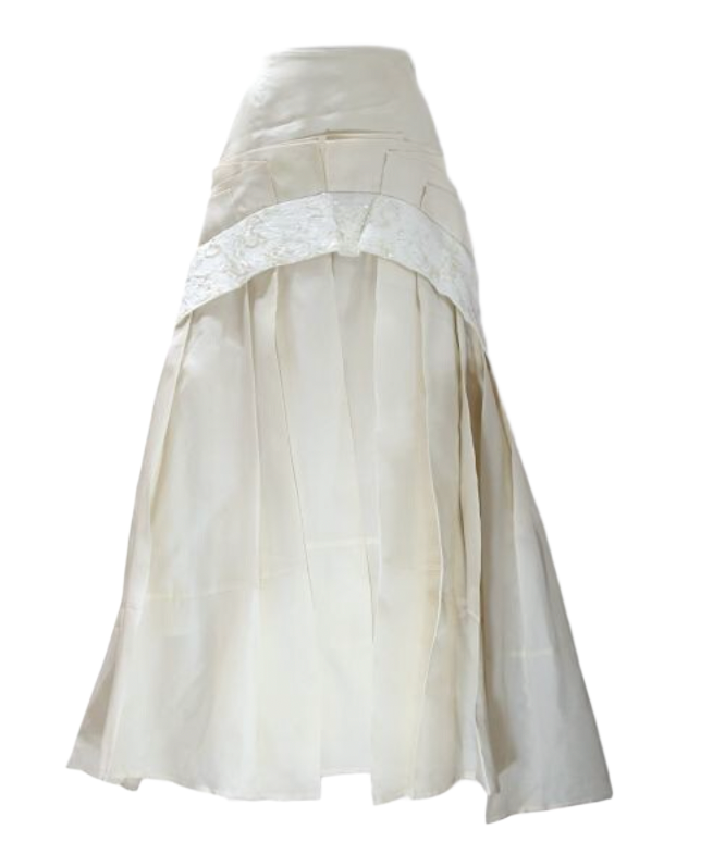 Gianfranco Ferre Sequin Lace Ribbon Asymmetrical Voluminous Skirt Long