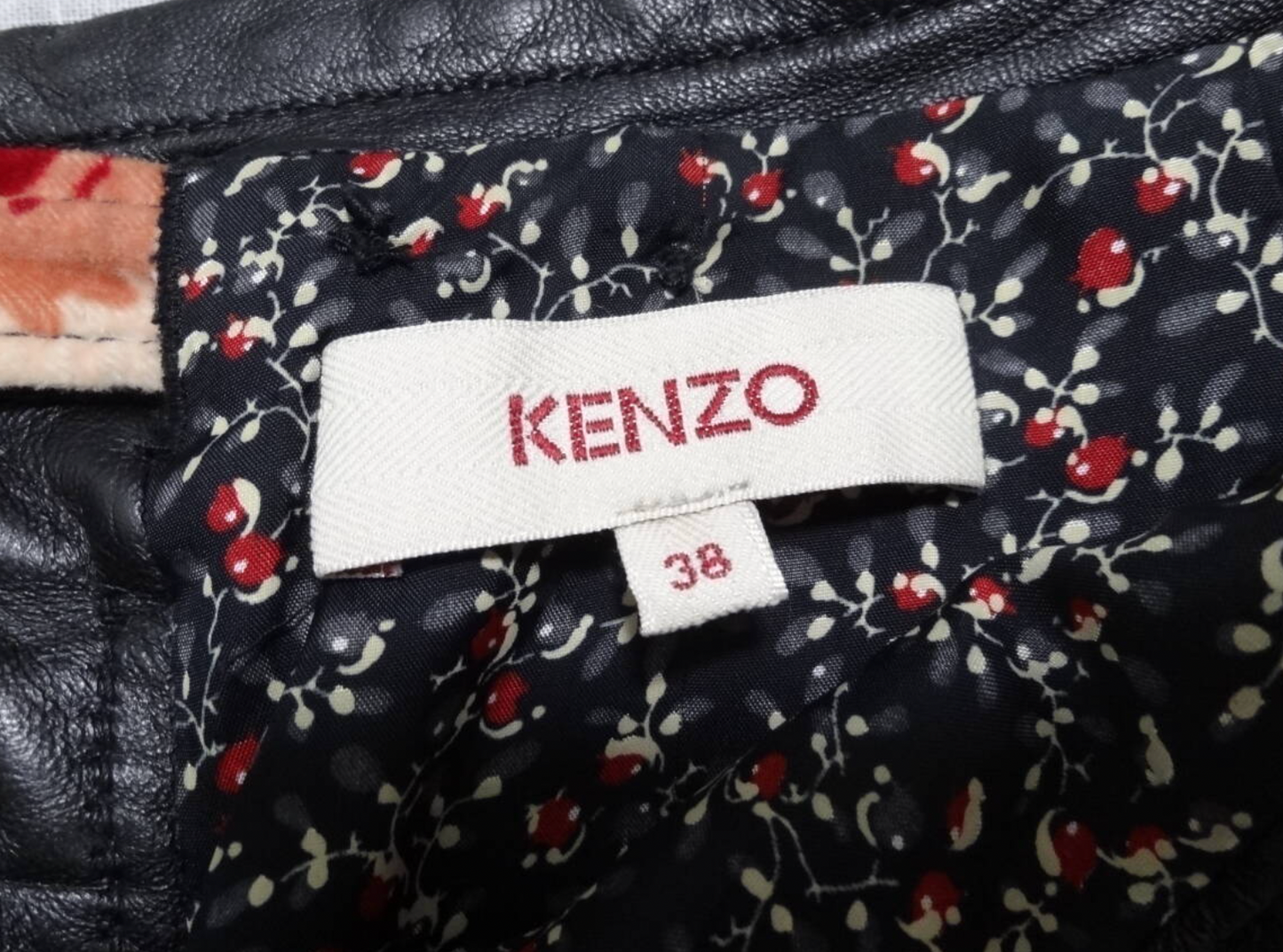 Kenzo Leather Sheep Leather Laser Cut Floral Motif Skirt