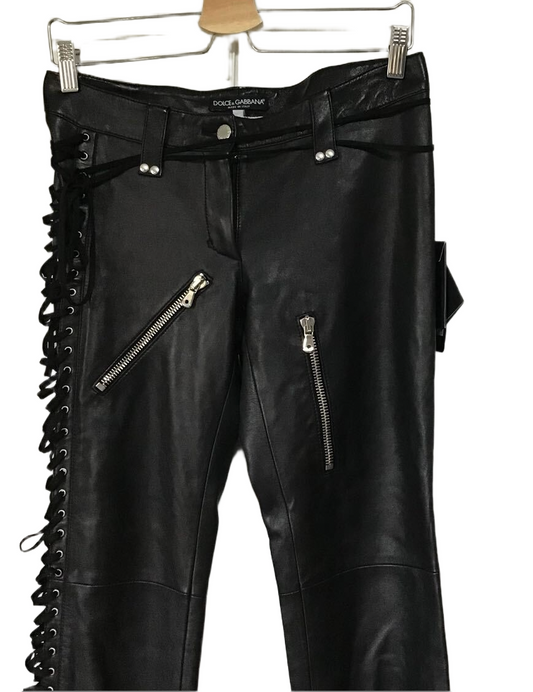 Dolce & Gabbana Leather Cargo Bondage Pants BNWT