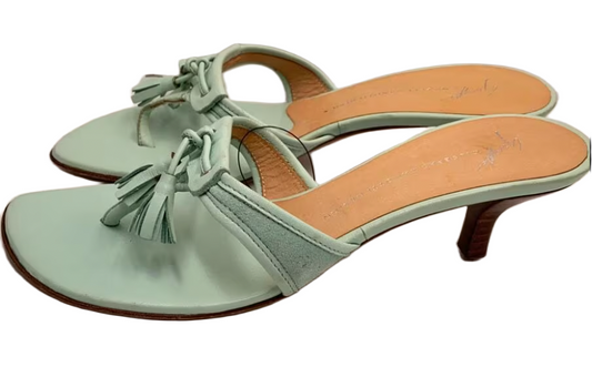 Giuseppe Zannotti Blue Tassel Leather Heel Sandals