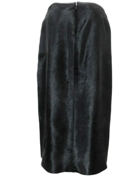 Donna Karan DKNY Signature Pony Fure Leather A Line Midi Skirt