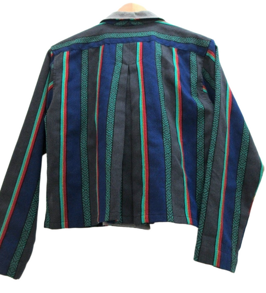 Kenzo Stripe Green Navy Red Kimono Tie Jacket Outerwear Wide Pleated Leg Pant