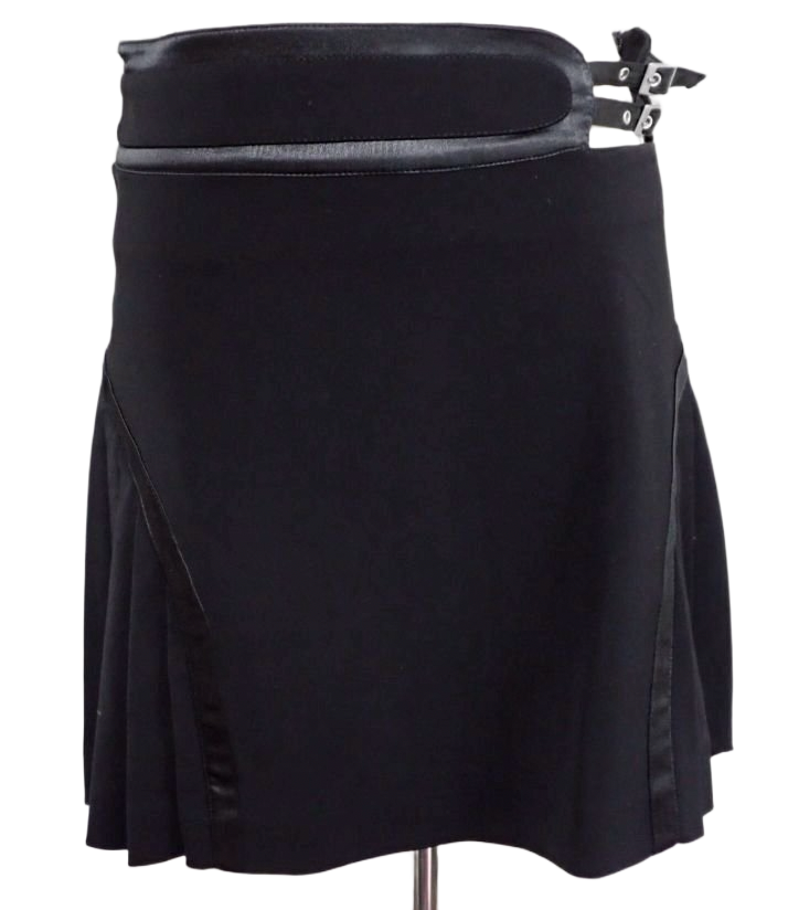 Versace Jeans Couture Black Mini Pleated Skirt w Buckle