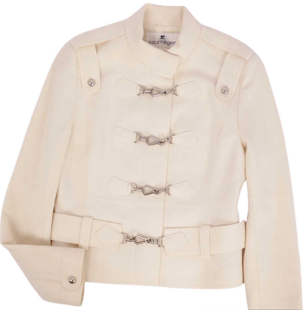 Courreges Jacket Zip-up Buckle Wool Jacket Sz 38