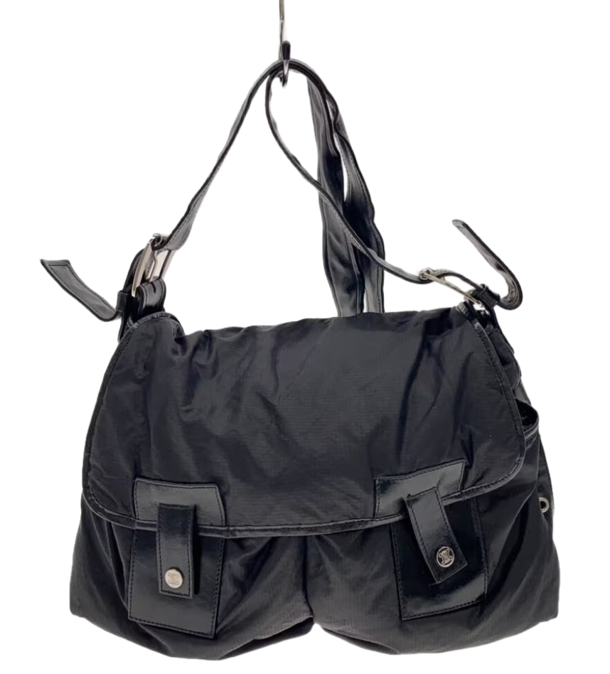 Celine Nylon Bottom Zip Leather Crossbody Bag