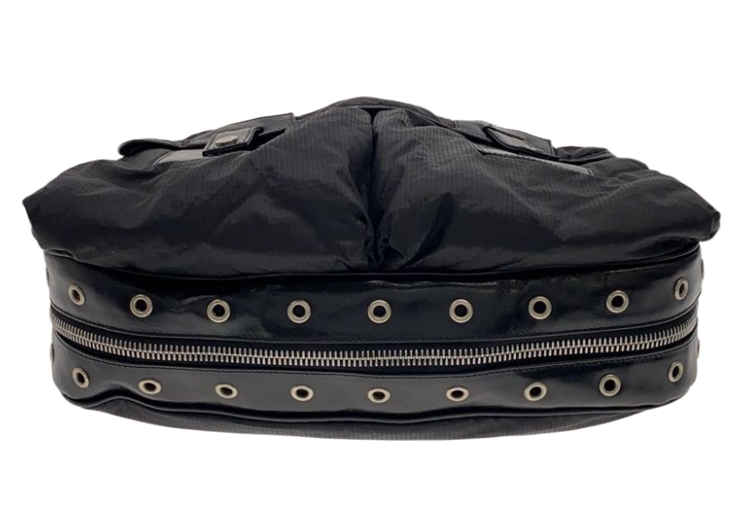 Celine Nylon Bottom Zip Leather Crossbody Bag