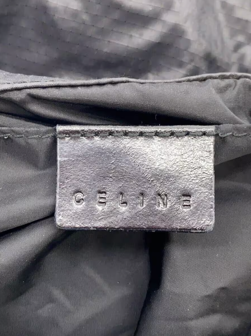 Celine Nylon Bottom Zip Leather Crossbody Bag