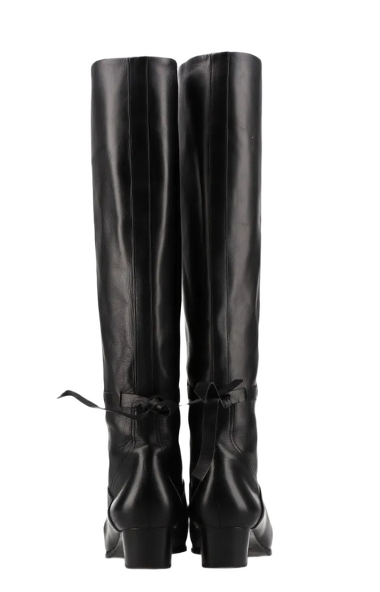 Hermes Leather Knee High Boots Sz 37.5 w box