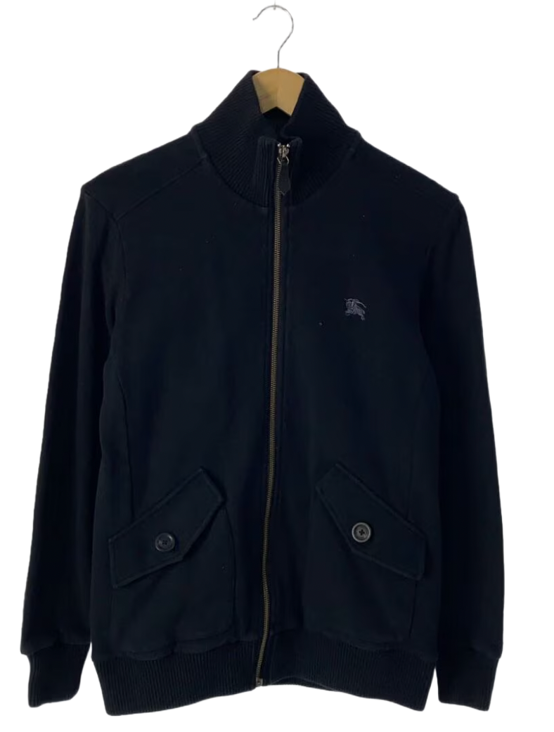 Burberry Black Label Cotton Knit Zip Track Jacket w Pockets