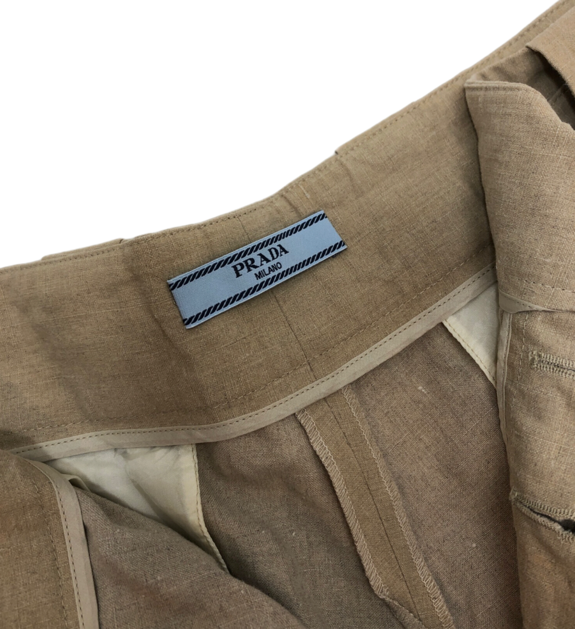 Prada Linen Wide Leg Mini Shorts