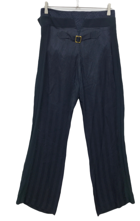 Balenciaga Silk Military Gold Button Wide Leg Pants