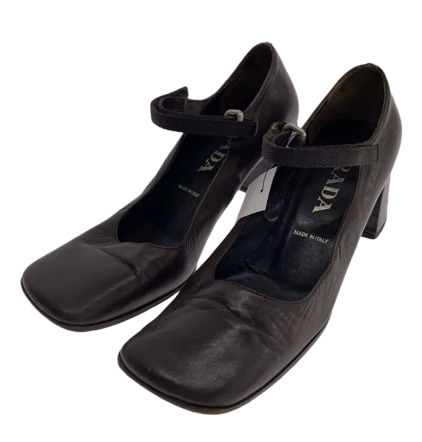 Prada Mary Jane Shoes Brown w Velcro Strap