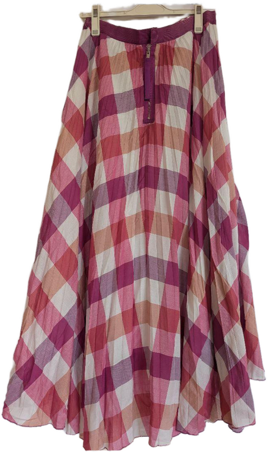 Sonia Rykiel Flared Checkered Purple Pink Midi Skirt