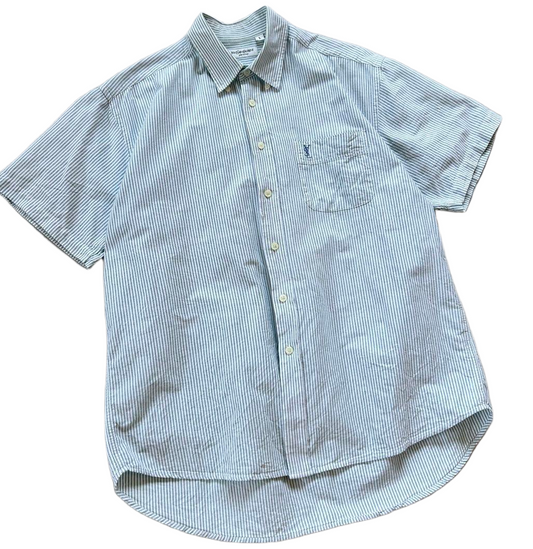 Yves Saint Laurent SS Oxford Green Stripe Shirt Sz L