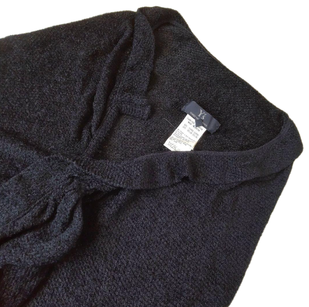 Y's Yohji Yamamoto Knit Gilet w Ruffle Black Sz 3